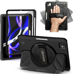 Etui Dexnor 360° do iPad Pro 11 2024 (5 gen.), z paskiem i miejscem na rysik - czarne