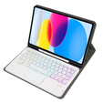 Etui z podświetlaną klawiaturą bluetooth touchpad do iPad 11" 2025 A16 (11 gen.) / iPad 10.9" 2022 (10 gen.), złote