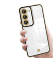 Etui do Samsung Galaxy S23 Plus, przezroczyste z czarną / złotą ramką