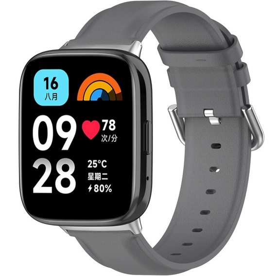 Pasek Skórzany do Xiaomi Redmi Watch 3 Active, Szary