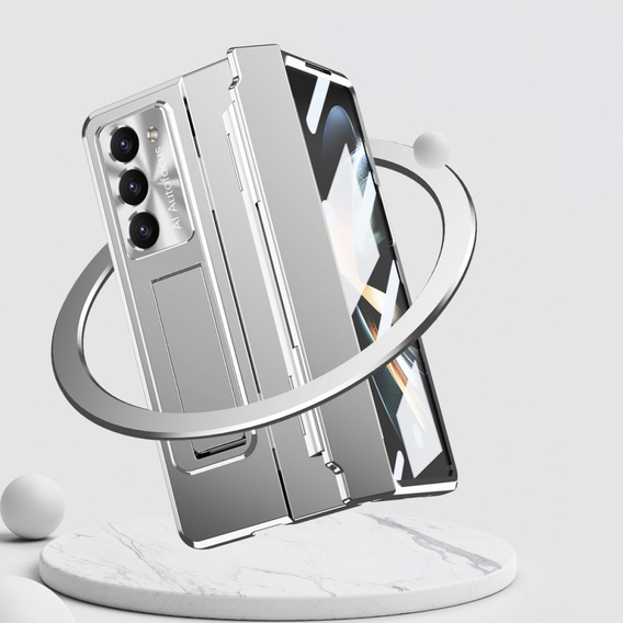 Etui ochronne PC z podstawką i ochroną zawiasu do Samsung Galaxy Z Fold6 5G – srebrne