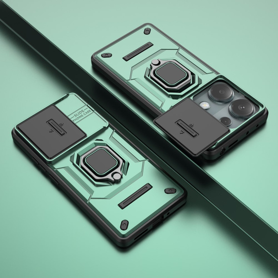 Etui do Xiaomi Redmi Note 13 Pro 4G / Xiaomi Redmi Note 14S / Xiaomi Poco M6 Pro 4G, KickStand Camera Lens, zielone