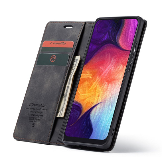 Etui CASEME do Samsung Galaxy A50/A50S/A30S, Leather Wallet Case, czarne