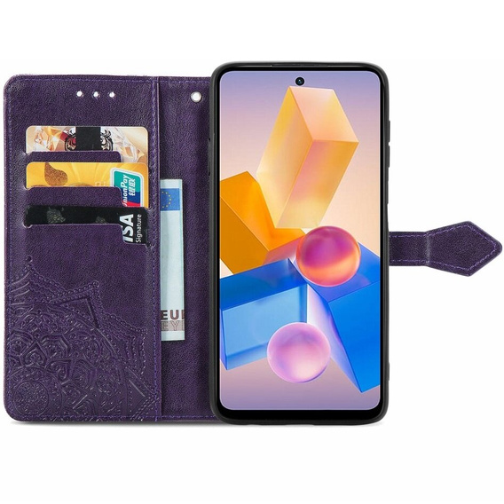 Etui z klapką do Infinix Hot 40i, Mandala, fioletowe