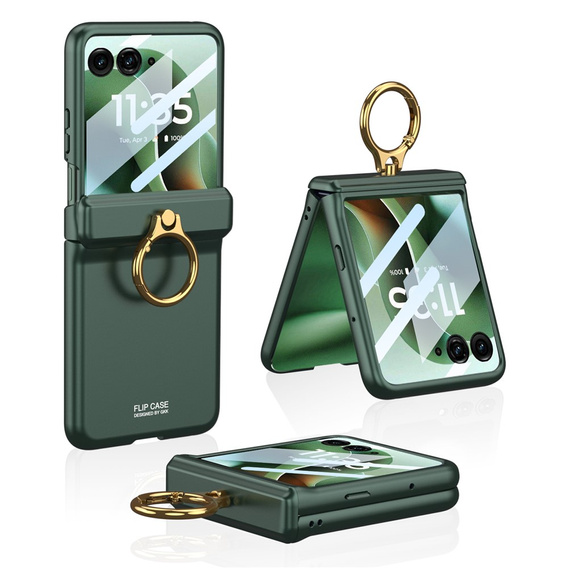 Etui GKK z podstawką i ochroną zawiasu do Motorola Razr 60 Ultra 5G – zielone