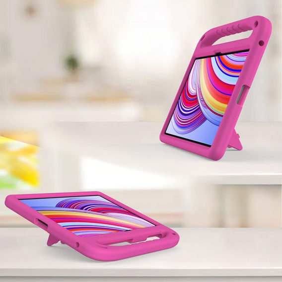 Etui dla dzieci do Xiaomi Redmi Pad Pro / Xiaomi Poco Pad, z uchwytem, różowe