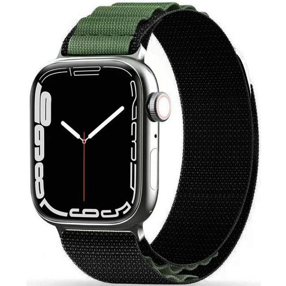 Pasek Nylonowy do Apple Watch 1/2/3/4/5/6/7/8/9/10/11/SE Ultra 1/2/3 42/44/45/46/49mm, Zielony / Czarny