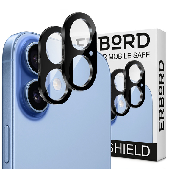 2x Szkło hartowane ERBORD na wyspę aparatów do iPhone 17, czarne