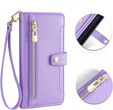 Etui z klapką do iPhone 16E, Wallet Zipper Pocket, fioletowe