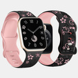 Pasek Silikonowy do Apple Watch 1/2/3/4/5/6/7/8/9/10/11/SE Ultra 1/2/3 42/44/45/46/49mm, Floral, Czarny / Różowy