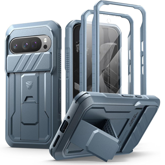 Etui pancerne do Google Pixel 9 Pro, Dexnor Full Body (Two Frames), niebieskie