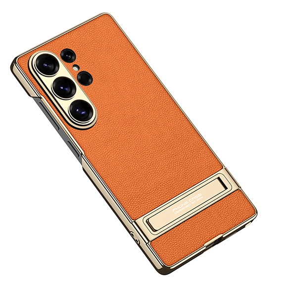 Etui do Samsung Galaxy S26 Ultra, Electro Frame Leather, z podstawką, pomarańczowe