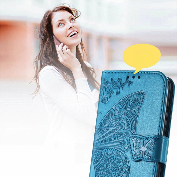 Etui z klapką do Motorola Edge 50 Ultra, Butterfly, niebieskie