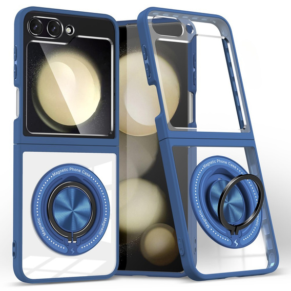 Etui do Samsung Galaxy Z Flip7 FE / Z Flip6, Corners Dropproof, do MagSafe, przezroczyste / granatowe