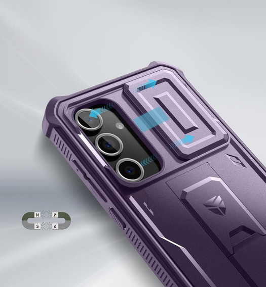 Etui pancerne do Samsung Galaxy S24 FE, Dexnor Full Body (Two Frames), fioletowe