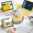 Etui z podświetlaną klawiaturą bluetooth do iPad 11" 2025 A16 (11 gen.) / iPad 10.9" 2022 (10 gen.), żółte