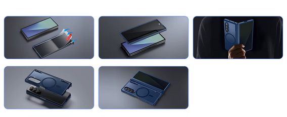 Etui do Samsung Galaxy Z Fold 7, Mobosi z ochroną zawiasów, niebieskie