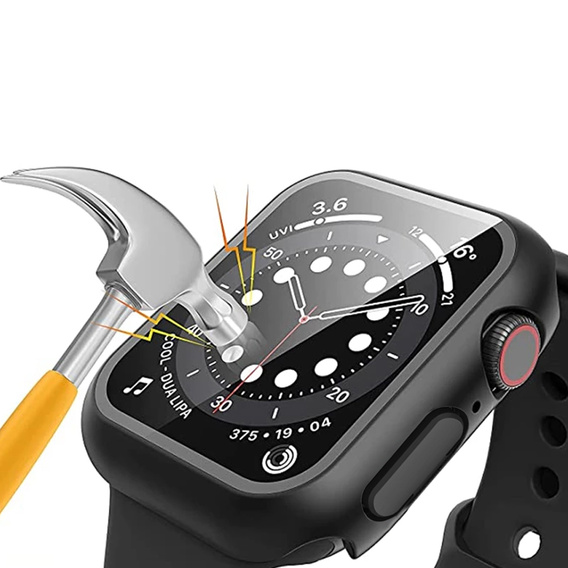 2w1 Etui + Szkło Hartowane do Apple Watch 7/8/9 45mm, Czarne