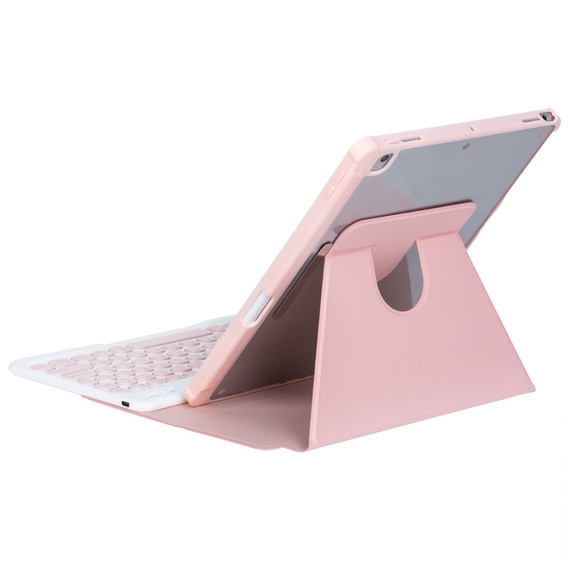 Etui z klawiaturą do iPad 11" 2025 A16 (11 gen.) / iPad 10.9" 2022 (10 gen.), Rotary 360° Leather, różowe rose gold