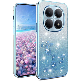 Etui do Xiaomi Redmi Note 15 5G / Poco M8 5G, Glitter Flower, niebieskie