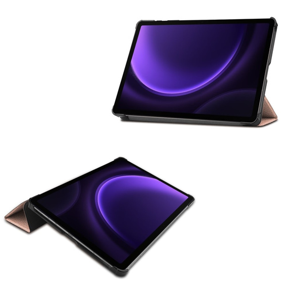 Etui do Samsung Galaxy Tab S10 Lite / S10 FE / S9 FE, Tri-fold, z miejscem na rysik, różowe rose gold