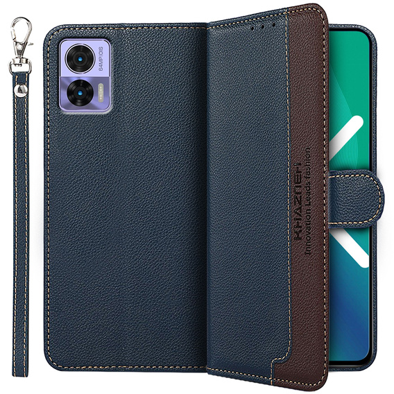 Etui z klapką do Motorola Edge 30 Neo 5G, KHAZNEH RFID, Dual Color, niebieskie