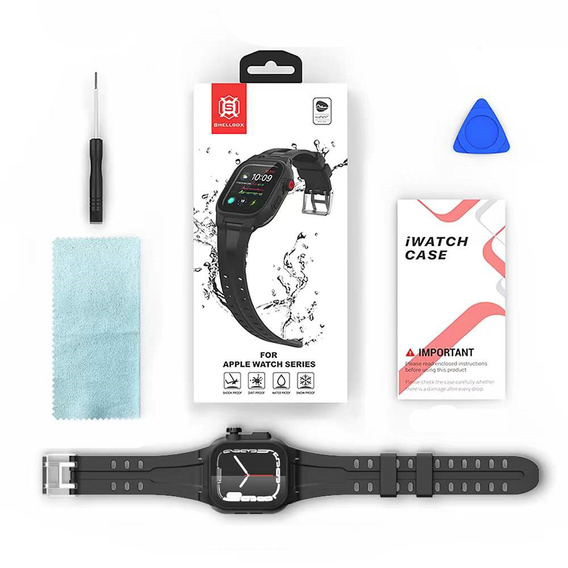 Etui SHELLBOX Waterproof IP68 do Apple Watch Series 7/8/9 45mm - Czarne