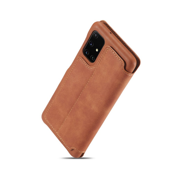 Etui z klapką do Samsung Galaxy A51, LC.IMEEKE, brązowe