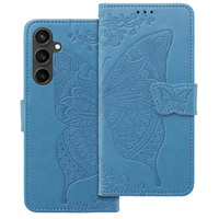 Etui z klapką do Samsung Galaxy S23 FE, Butterfly, niebieskie