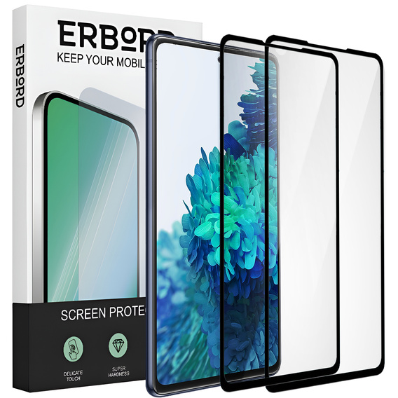 2x Szkło Hartowane do Samsung Galaxy S20 FE, ERBORD 3D pełne, szybka na cały ekran