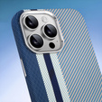 Etui do iPhone 13 Pro Max, Carbon Fiber MagSafe, niebieskie