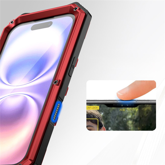 Etui pancerne do iPhone 17, R-JUST, z podstawką, czerwone
