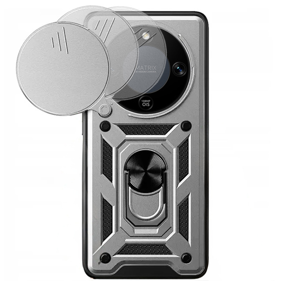 Etui pancerne do Honor Magic 8 Lite, CamShield Slide, srebrne