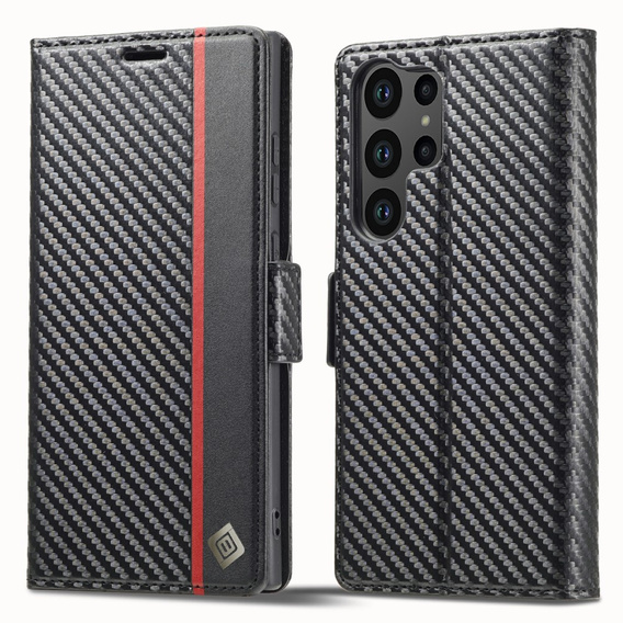 Etui z klapką do Samsung Galaxy S23 Ultra, Carbon LC.IMEEKE, czarne