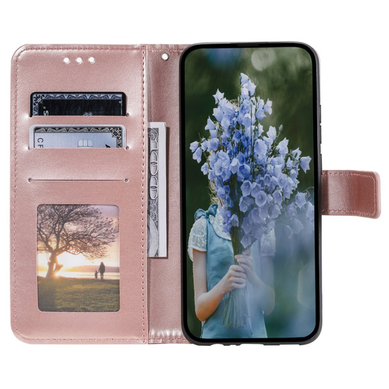 Etui z klapką do Xiaomi Redmi Note 12 4G, Mandala, różowe rose gold