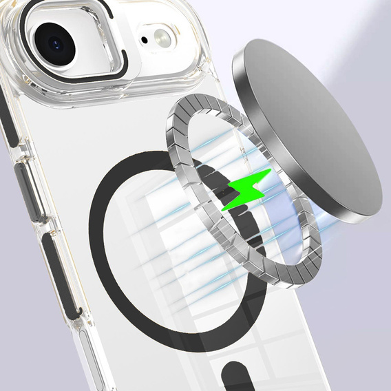 Etui do iPhone Air, do MagSafe, z podstawką, przezroczyste z czarnymi akcentami