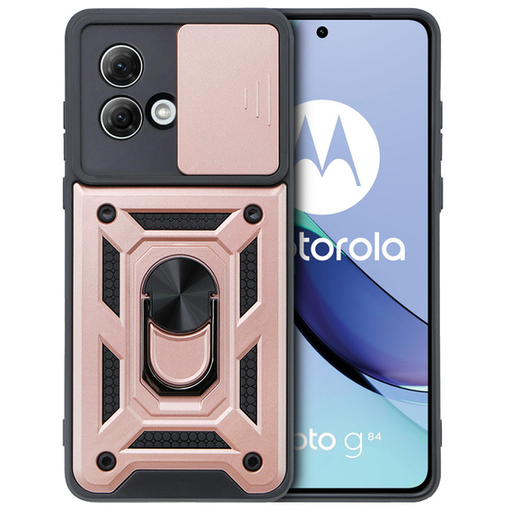 Etui pancerne do Motorola Moto G84 5G, CamShield Slide, różowe rose gold