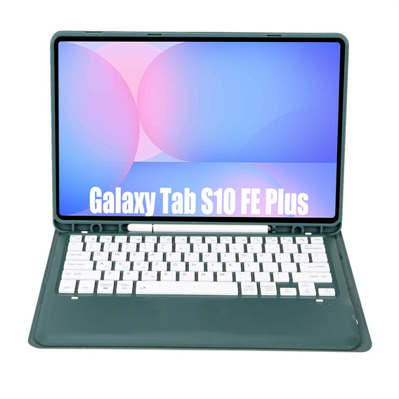 Etui z Klawiaturą Bluetooth do Samsung Galaxy Tab S10 FE+ X620 / X626B - zielone
