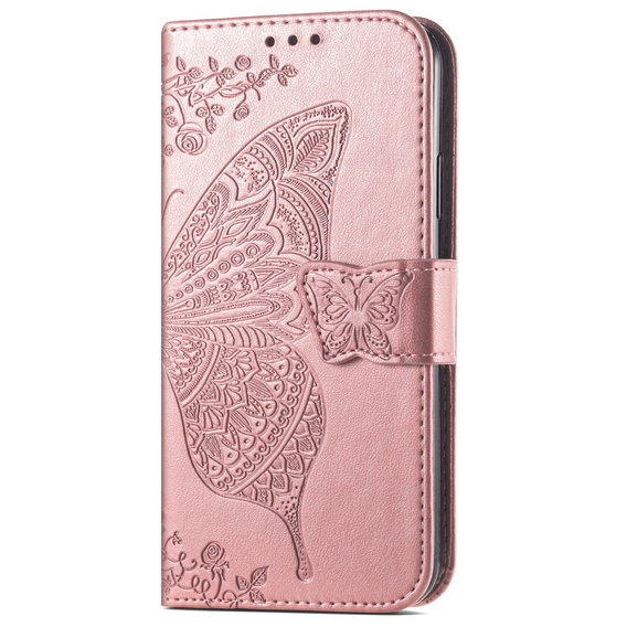 Etui z klapką do Samsung Galaxy A56 5G, Butterfly, różowe rose gold