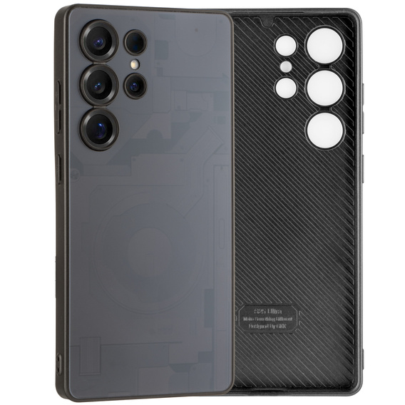 Etui do Samsung Galaxy S25 Ultra, Matte Case z wzorem wnętrza telefonu, czarne