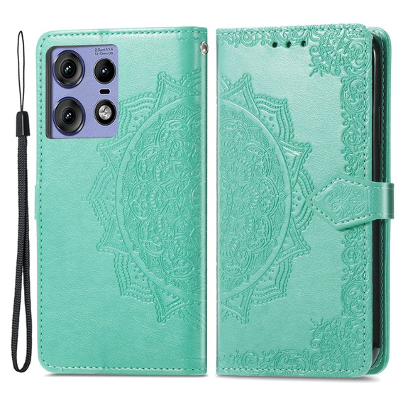Etui z klapką do Motorola Edge 50 Pro, Mandala, zielone