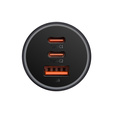 Baseus Golden Contactor Pro – szybka ładowarka samochodowa 65 W (USB-A + 2× USB-C), szara