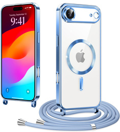 Etui do iPhone Air, Electro MagSafe, niebieskie + Smycz