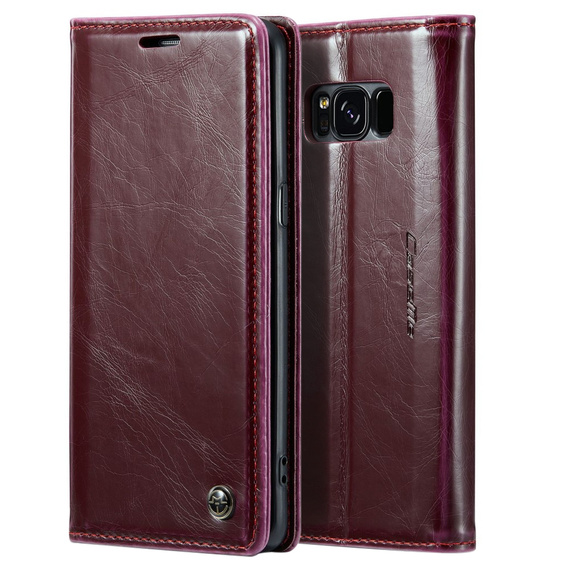 Etui z klapką CASEME do Samsung Galaxy S8, Waxy Textured, czerwone