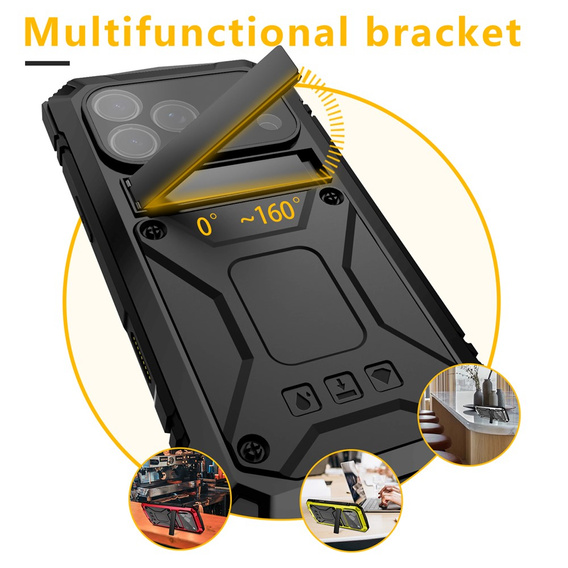 Etui R-JUST do iPhone 17 Pro Max z wbudowaną ochroną ekranu - czarne