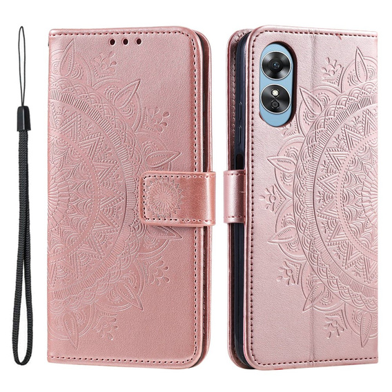 Etui z klapką do Oppo A17, Mandala, różowe rose gold