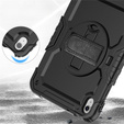 Etui pancerne do iPad 11" 2025 A16 (11 gen.) / 10.9" 2022 (10 gen.) z obrotową podstawką 360°, paskiem na dłoń i paskiem na ramię - czarne