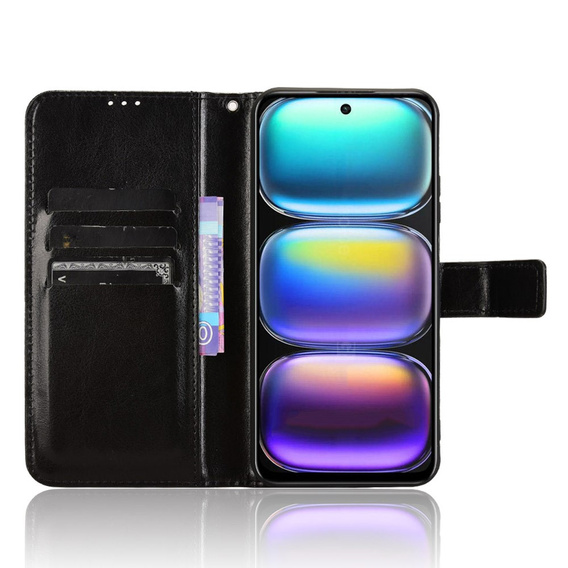 Etui z klapką do Infinix Hot 50 4G, Crazy Horse Wallet, czarne