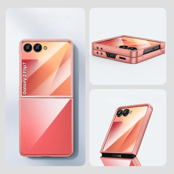 Etui do Samsung Galaxy Z Flip7, z błyszczącym wykończeniem - różowe