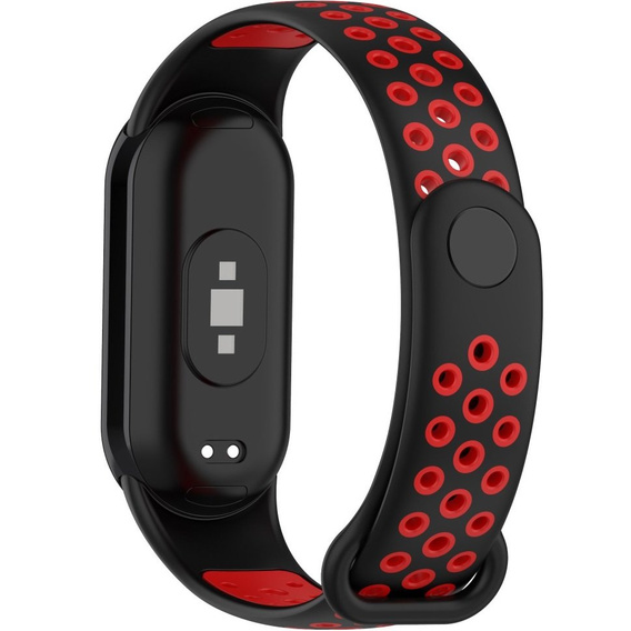 Pasek Silikonowy do Xiaomi Smart Mi Band 8 / Xiaomi Smart Mi Band 9, Czarny / Czerwony